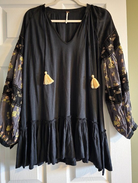 Free People Tops - BOGO Free People Boho Tunic with Floral Sleeves